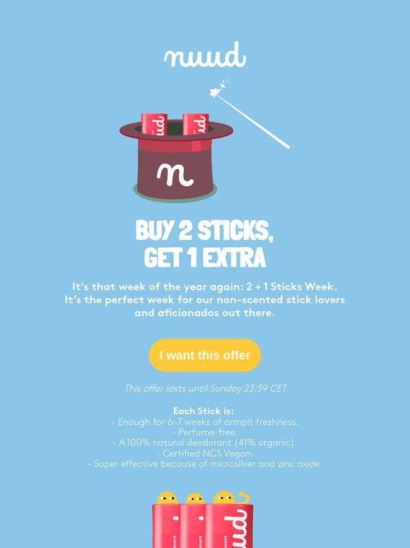 It's 2 + 1 Sticks Week