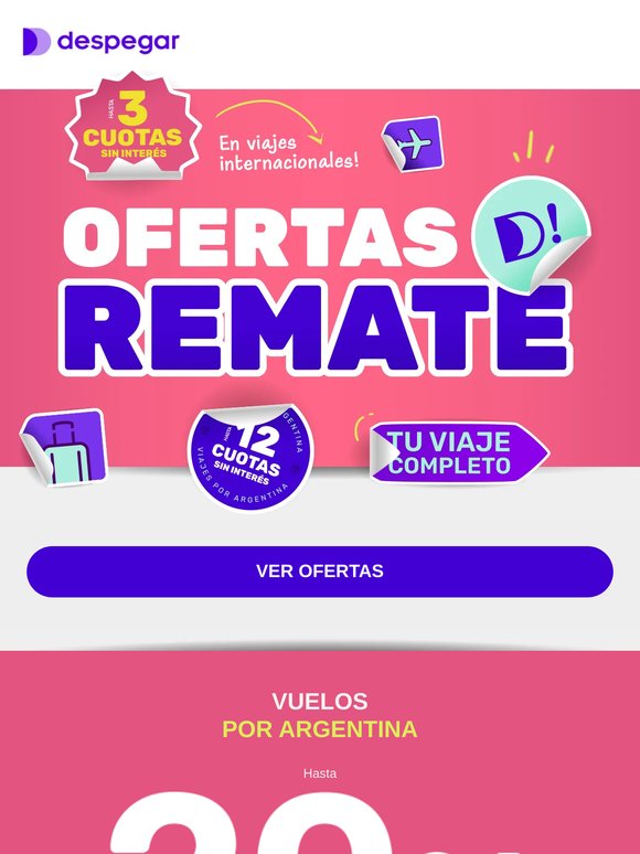 ESTAMOS DE REMATE! 🥳🥳 Hasta $50.000 de dcto en vuelos nacionales de Aerolineas Argentinas pagando con Mercado Pago!