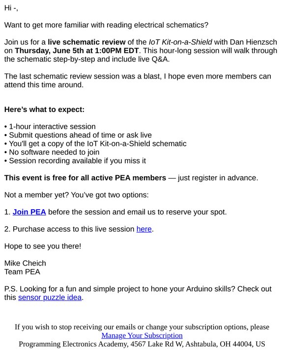 Final Call - register for a live Schematic Review – June 5th @ 1PM EDT