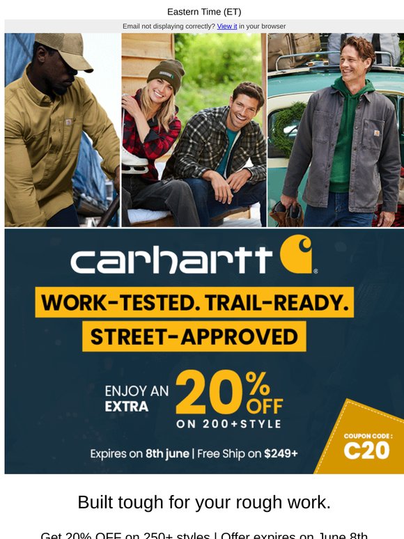 Shop and Save More with Carhartt Workwear : Expires on 8th June