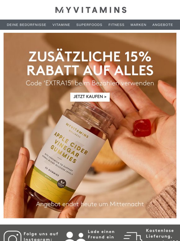 ⏰ Extra 15 % Rabatt — endet um Mitternacht!