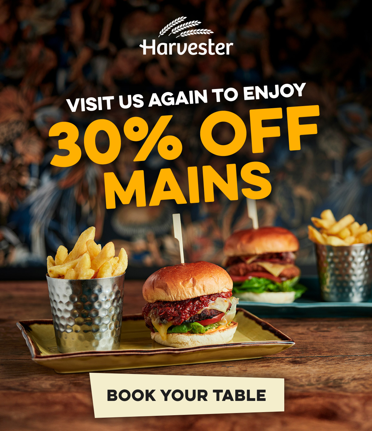 Visit us again to enjoy 30% off mains