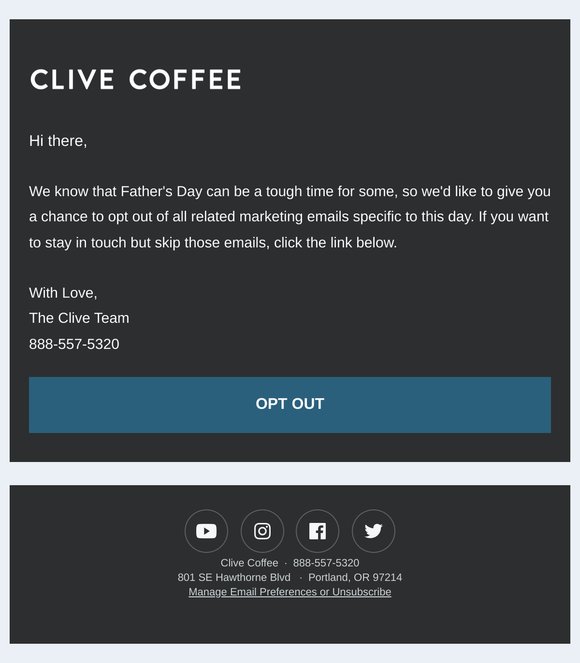 Option to Opt-Out: Father's Day