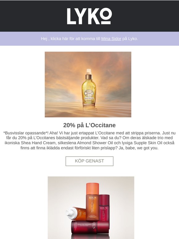 Missa inte: 20% på L’Occitane