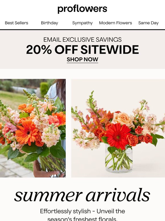Enjoy The Summer Air with Summer Blooms: 20% Off Now