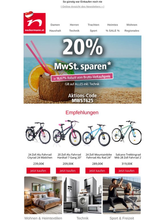20% MwSt. geschenkt! Mehr drin fürs Geld 🛍️