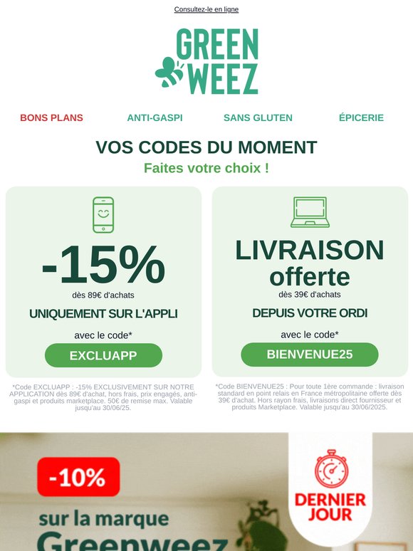 🚨 DERNIÈRES HEURES | -10% sur la marque Greenweez