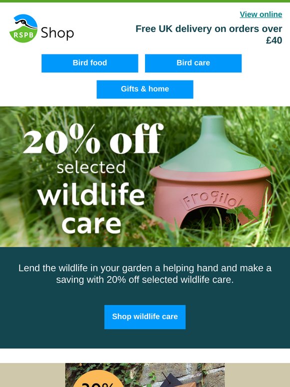 Get 20% off wildlife care!