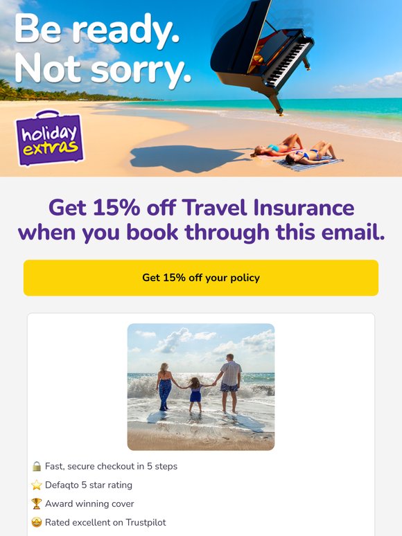 Get 15% off travel insurance when you book today 🌍
