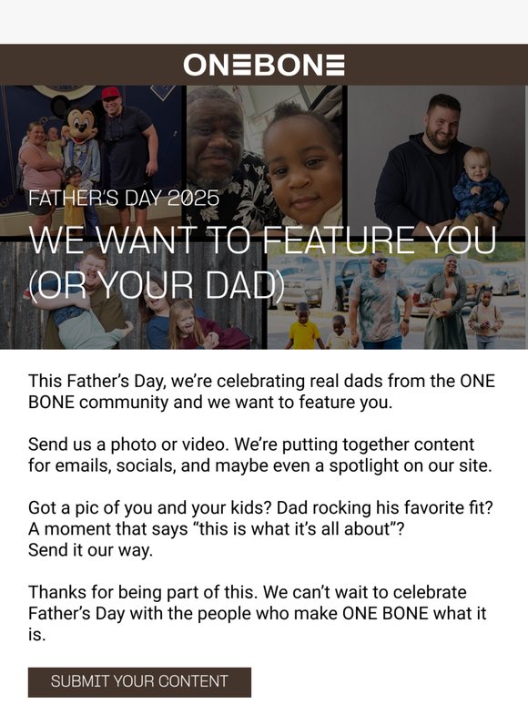 We Want to Feature You (or Your Dad)