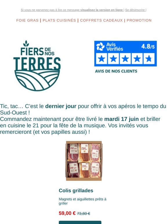 ⏰ Dernier jour pour vos colis apéro du Sud-Ouest !