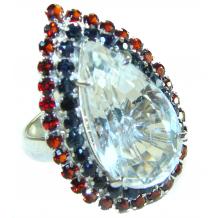 Snow Queen  55.9 carat White Topaz  .925 Sterling Silver handcrafted  Large  Statement ring size  8