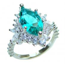 Luxurious 6.5 ctw Marquise cut Colombian Emerald  .925 Sterling Silver  handcrafted Ring size 6