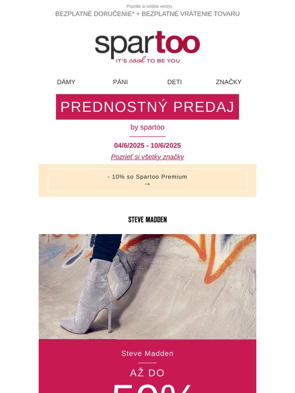 ✨Týždeň neodolateľných zliav až do -50 % na značky JB Martin, Betty London, Steve Madden s doručením zdarma