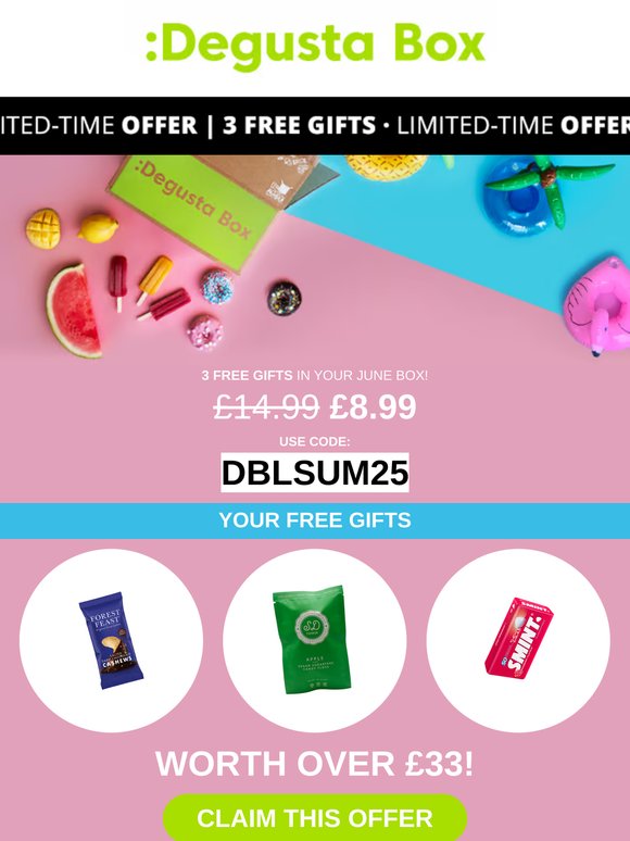 3 FREE GIFTS: Summer deal is here!