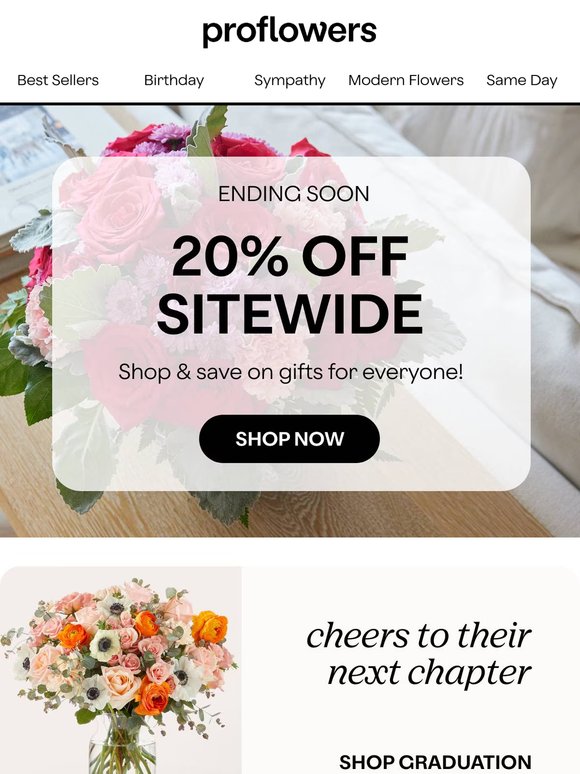 The Perfect Gift Anytime! Save 20% On Flowers, Baskets & More!