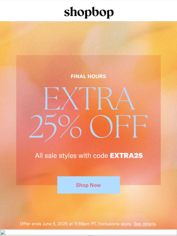 Final hours: SALE on SALE