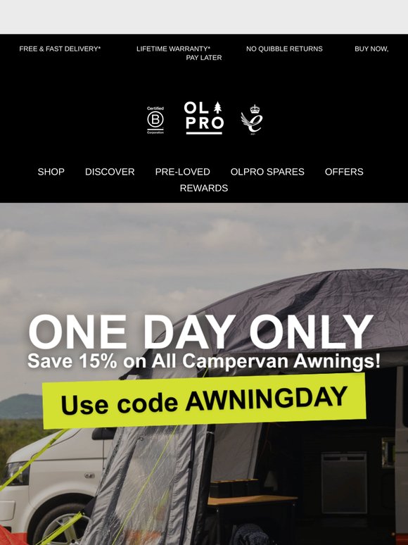 Today Only: 15% Off All Campervan Awnings! 💸