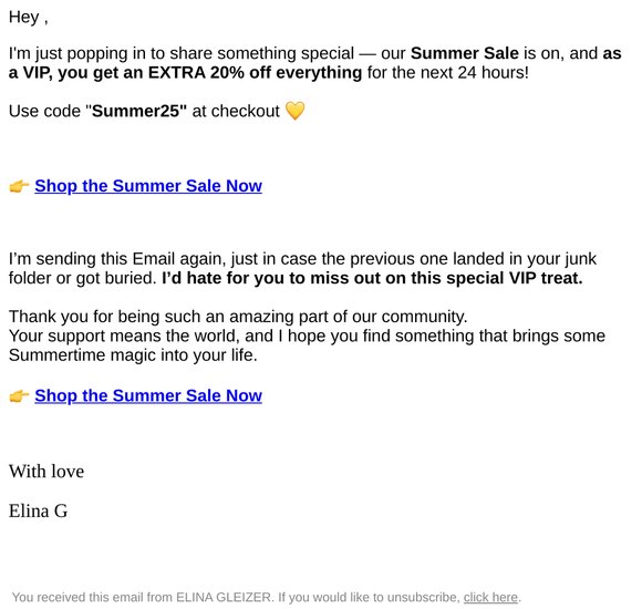 Hey , Your VIP Summer sale is here