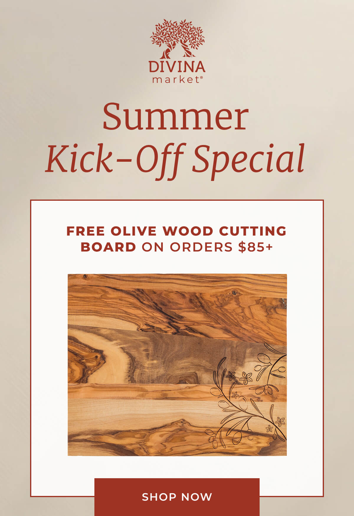 DIVINA market | FREE OLIVE WOOD CUTTING BOARD ON ORDERS $85+ | [ SHOP NOW ]