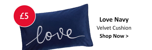 Love Navy Blue Velvet Cushion