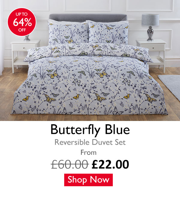 Butterfly Blue Reversible Duvet Set