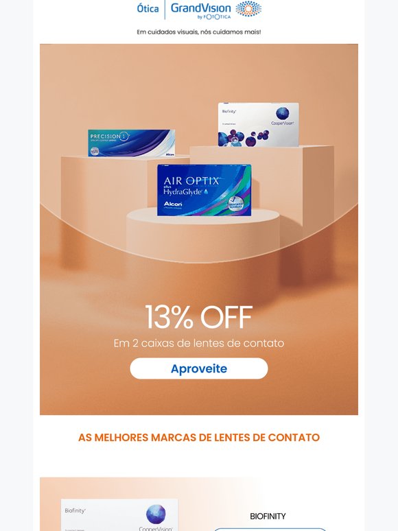 ✨ 13% OFF em duas caixas de lentes de contato!