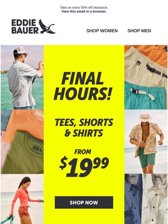 FINAL HOURS! Tees, Shorts & Shirts From $19.99