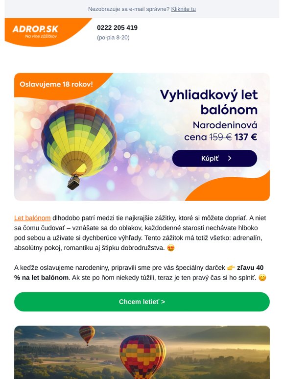 Snívate o tom, že poletíte balónom? 🎂 narodeninové zľavy 🎉