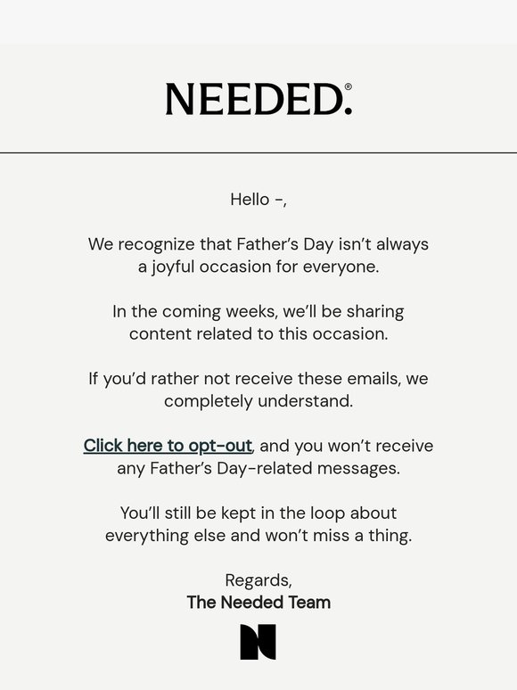 Prefer not to see Father’s Day emails?
