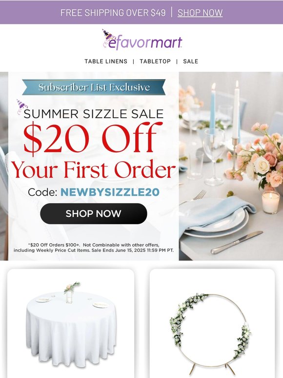 eFavormart: Just for You: $20 Off Your First Purchase | Milled