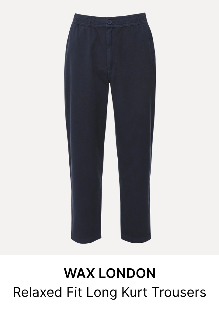 Navy Relaxed Fit Long Kurt Trousers