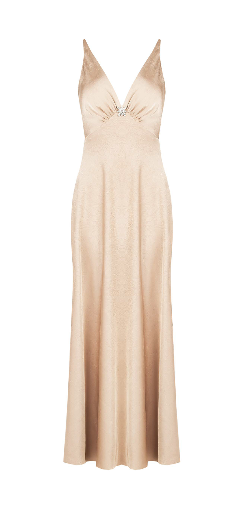 Abito Lungo in Envers Satin Beige Scuro