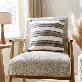 Woven Stripe Ivory Square Cushion
