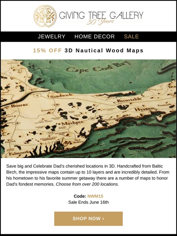 15% OFF 3D Nautical Wood Maps