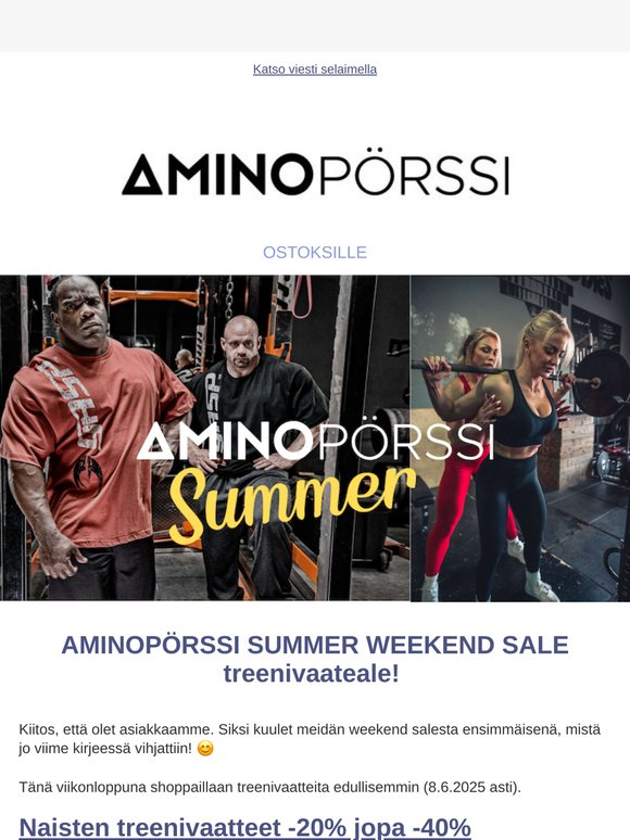 WEEKEND SALE kaikki TREENIVAATTEET -20% jopa -50%☀️