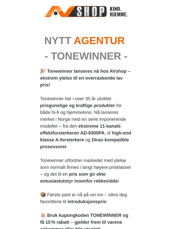 NYTT AGENTUR I NORGE - TONEWINNER!
