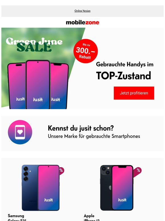 Gebrauchtes Handy ab 7.– im Monat