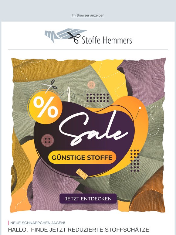📢 Bis zu 50% Rabatt auf viele Stoffe & Schnittmuster!