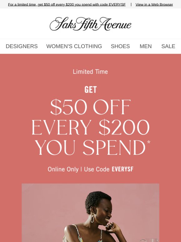 Starts now: Get $50 off *every* $200 you spend + Just in: SKIMS & More