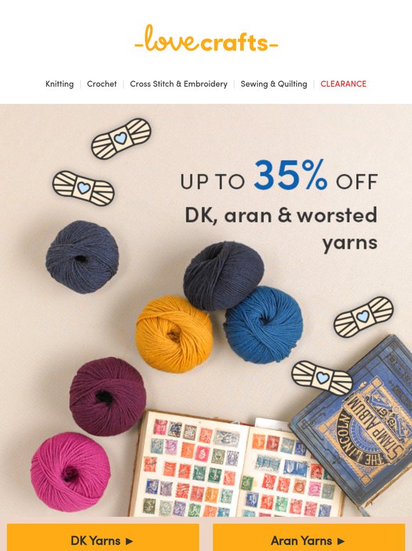 DK, Aran & Worsted yarns | Up to 35% off 💸