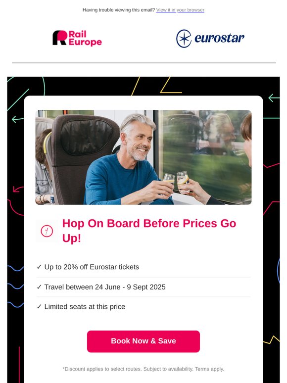 🚄 One day left to save up to 20% on Eurostar!