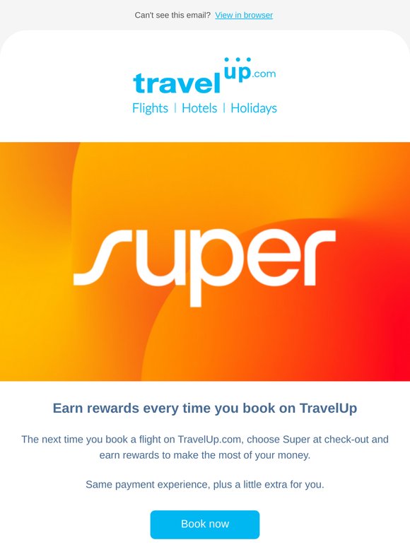 Earn Rewards when you book on TravelUp