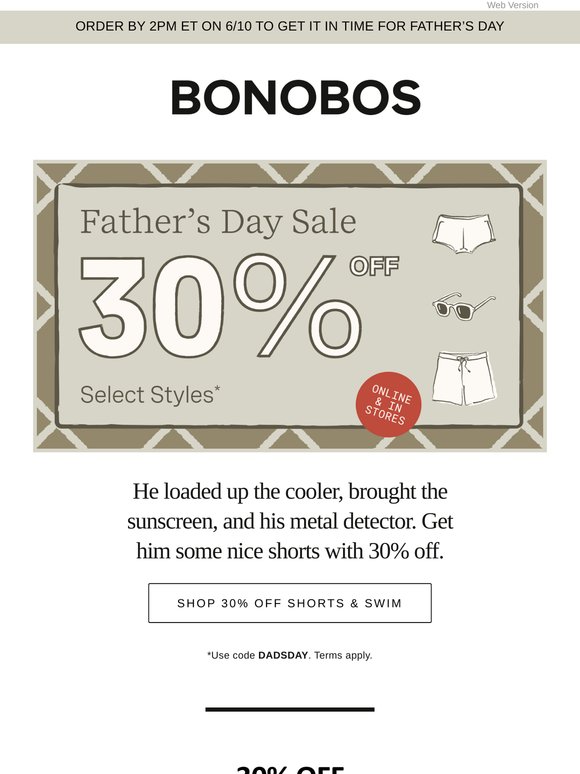 Take 30% Off Shorts & Swim