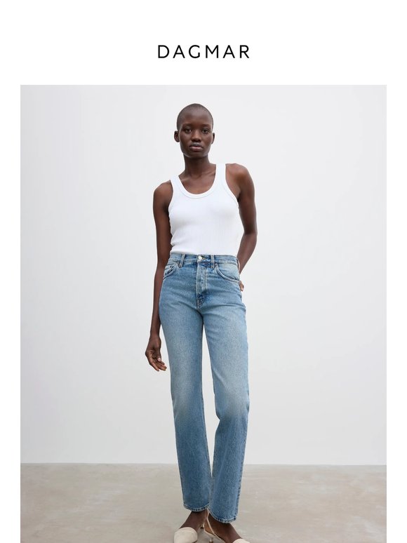 Straight leg denim light blue wash