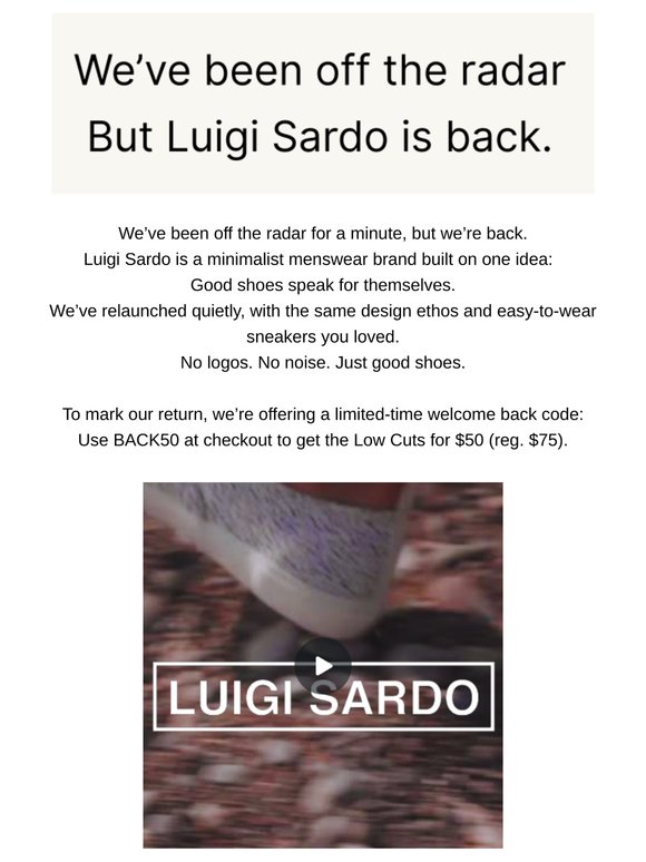 We’ve been off the radar. Luigi Sardo is back.