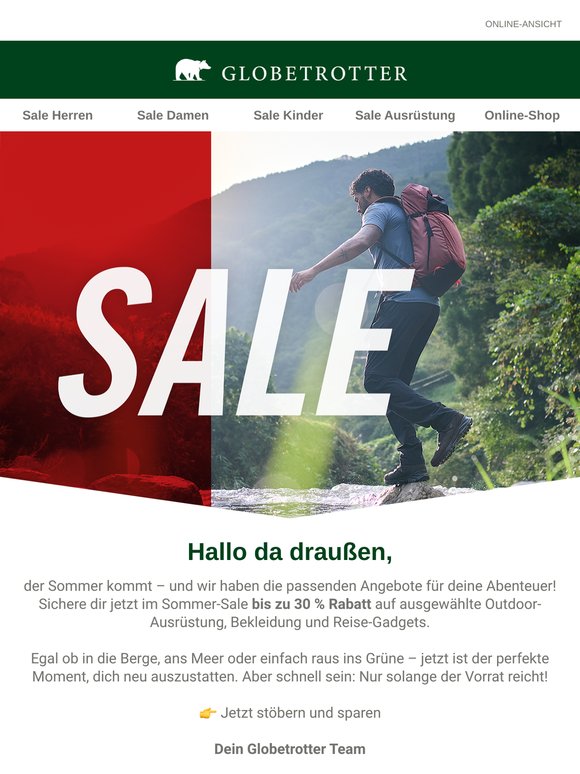 Sommer-Sale – bis zu 30% reduziert bei Globetrotter