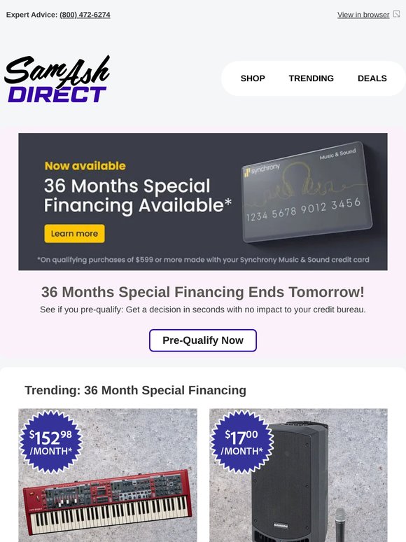 Tomorrow's the Deadline: Don't Let 36 Month Financing Slip Away!