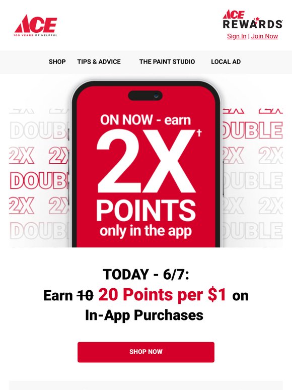 ❗❗Today: Double your Points ONLY in the App