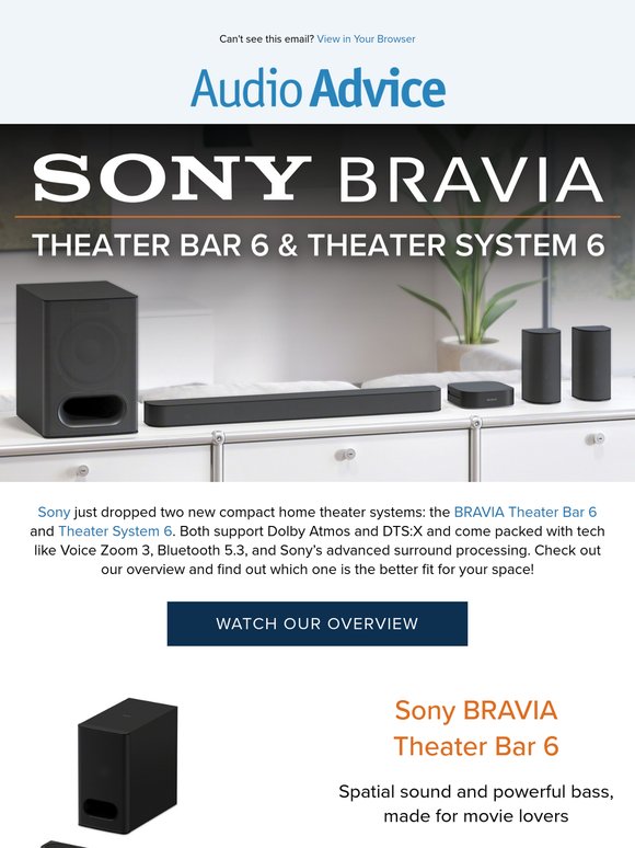 📽️ Sony BRAVIA Theater Bar 6 and BRAVIA Theater System 6
